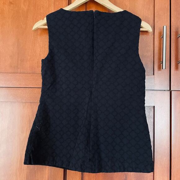 Talbots Blouse Lace Perforated Sleeveless 100% Cotton Black Size Small - Picture 4 of 7